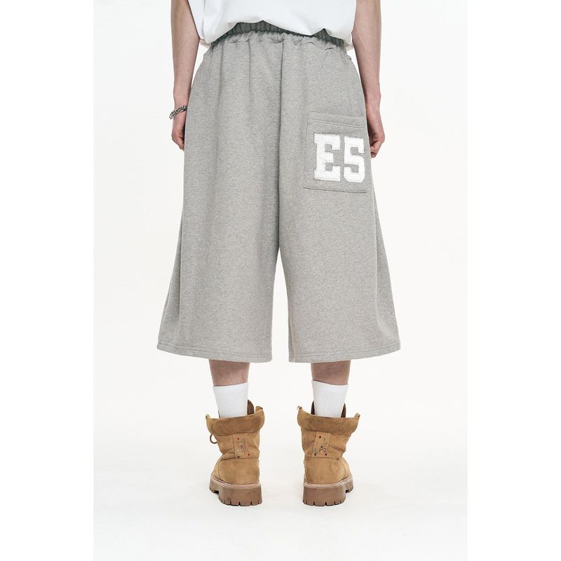 One-Tuck Line Bermuda Sweatpants - Melange Grey