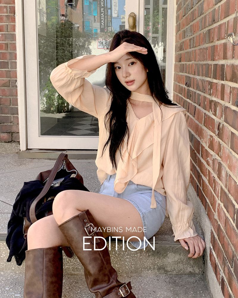 MADE. Rinnel ruffle blouse & tie set