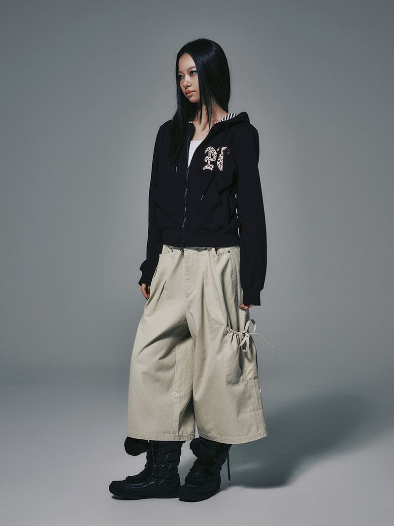 LETTER N HOOD ZIP-UP NAVY