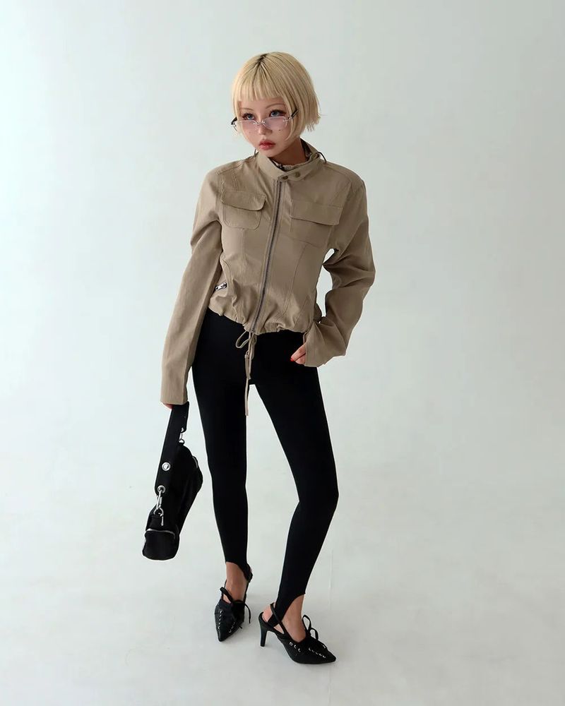 Cargo Pocket Slim Fit Zip-Up Jacket
