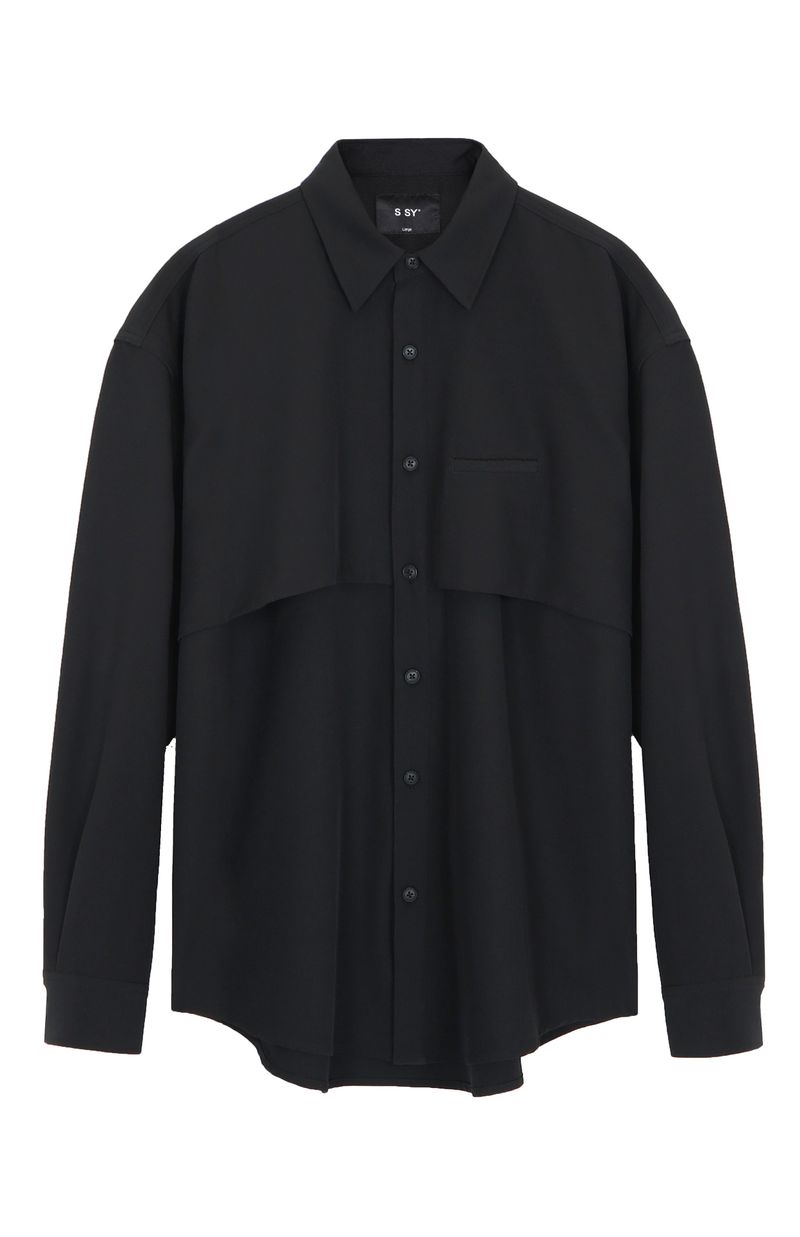 trench welt pocket shirt jacket black