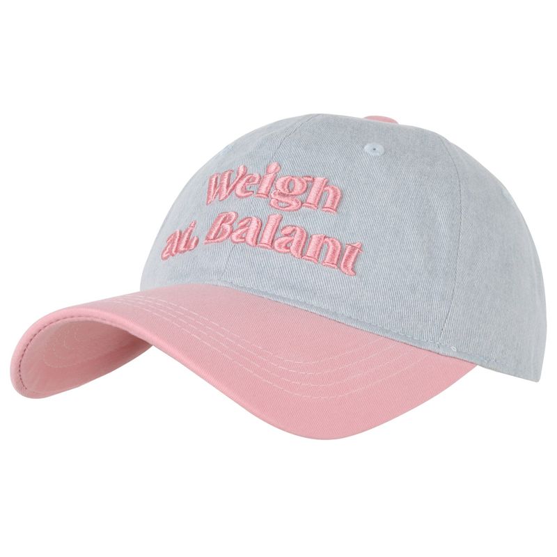Denim Embroidery Ball Cap - Pink