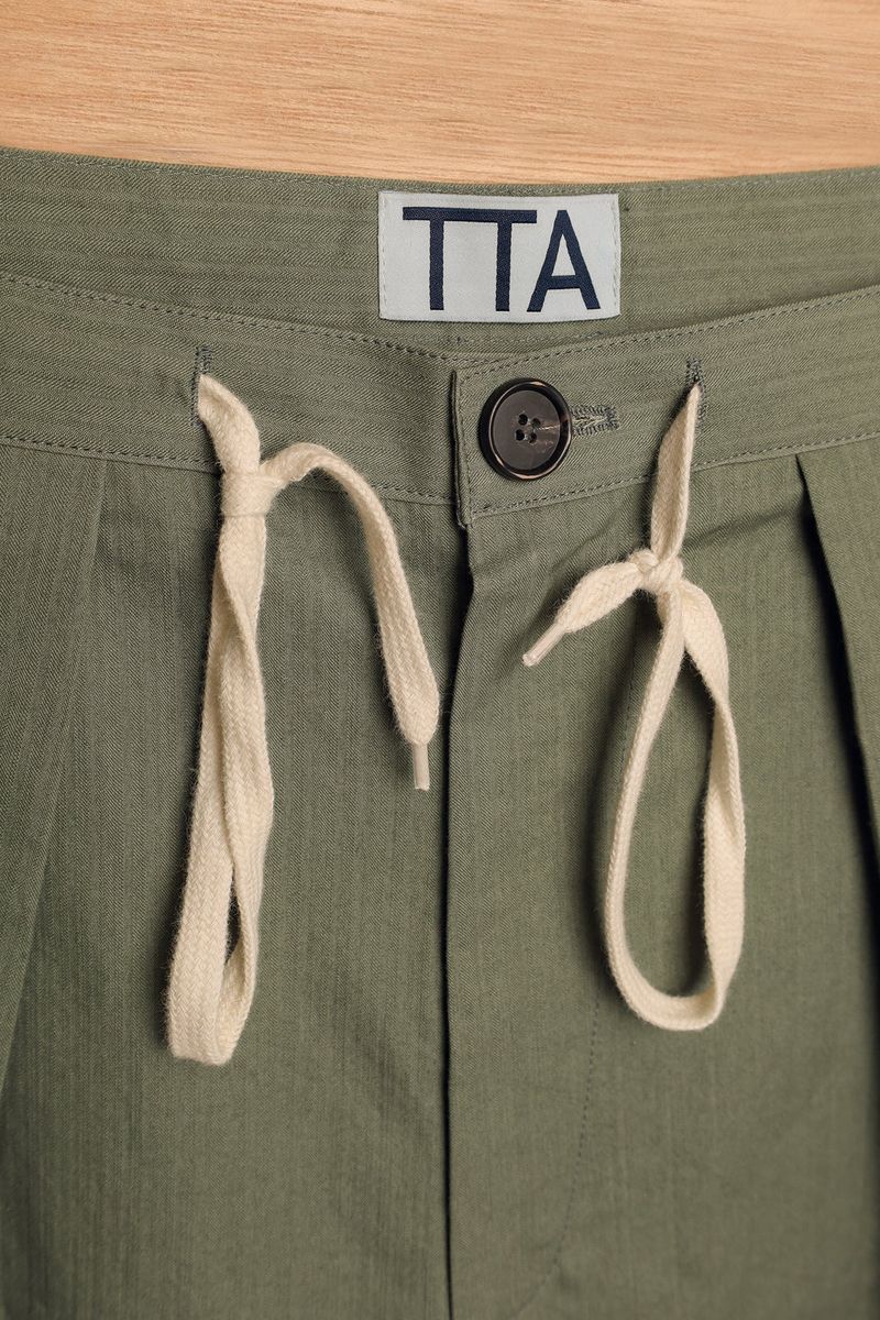 UTIL POCKET PANTS-HERRINGBONE KHAKI