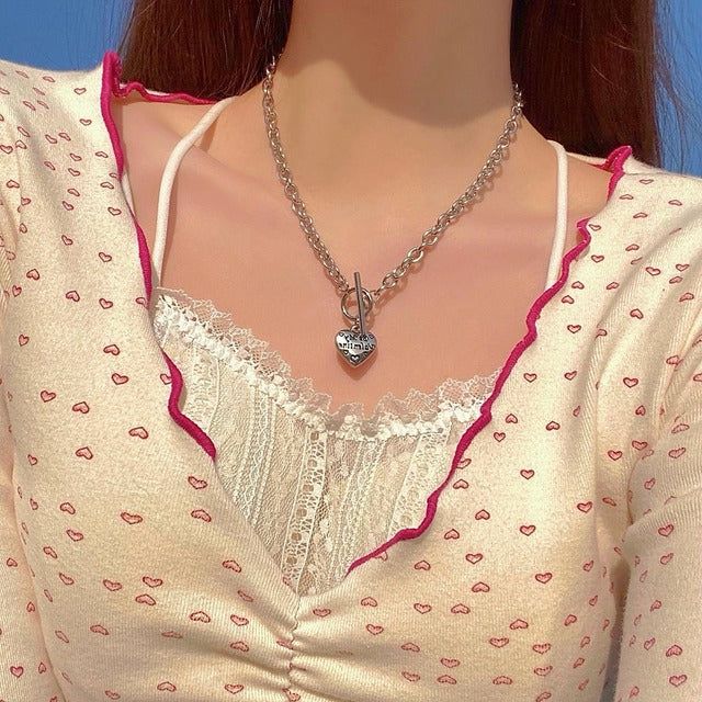 Cozy toggle heart necklace