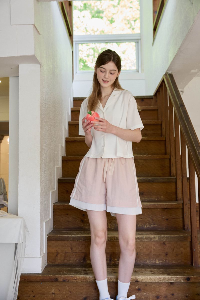 PINK PINEAPPLE（ピンクパイナップル）の「OPEN COLLAR HALF SHIRTS (3 COLORS)（Tops）」