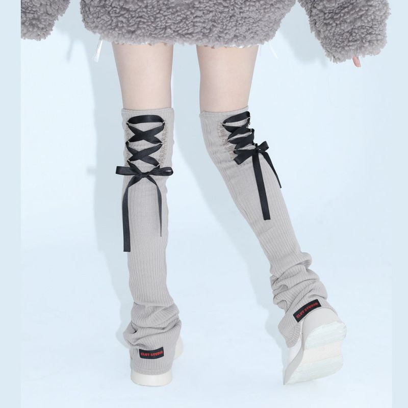 1 1 lace up leg warmer - BEIGE