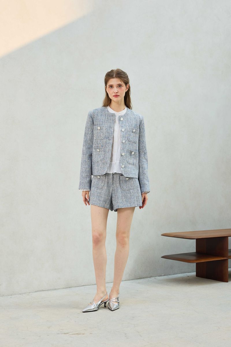 CHERISH TWEED SHORTS PANTS / SKY BLUE
