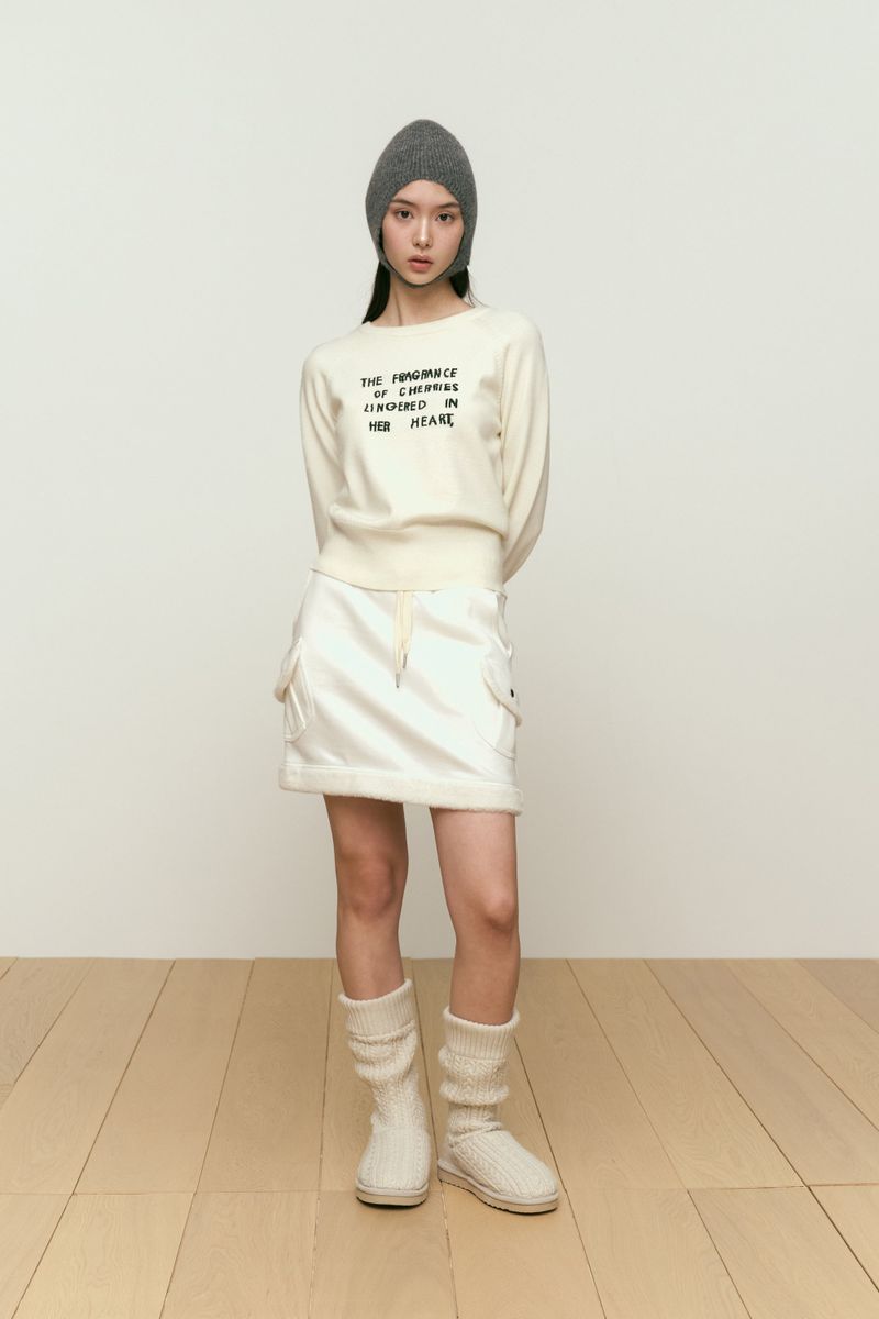 CHERRY CONCEPT WORDING KNIT [IVORY]