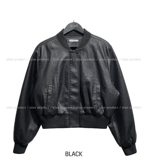 [Mink Lining] Phobia Winter Crop Leather Jacket