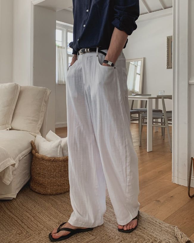 Soda Linen Wide Herringbone Pants