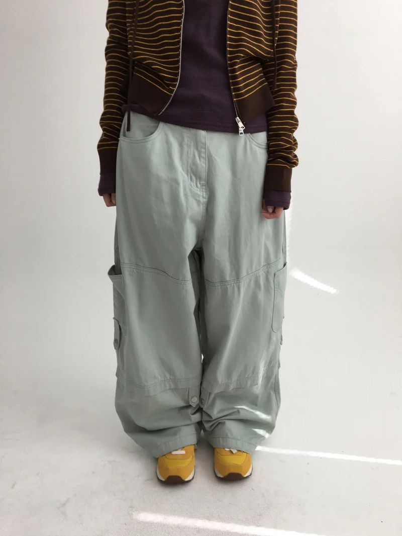 Denp Button Cargo Wide Pants (3color)