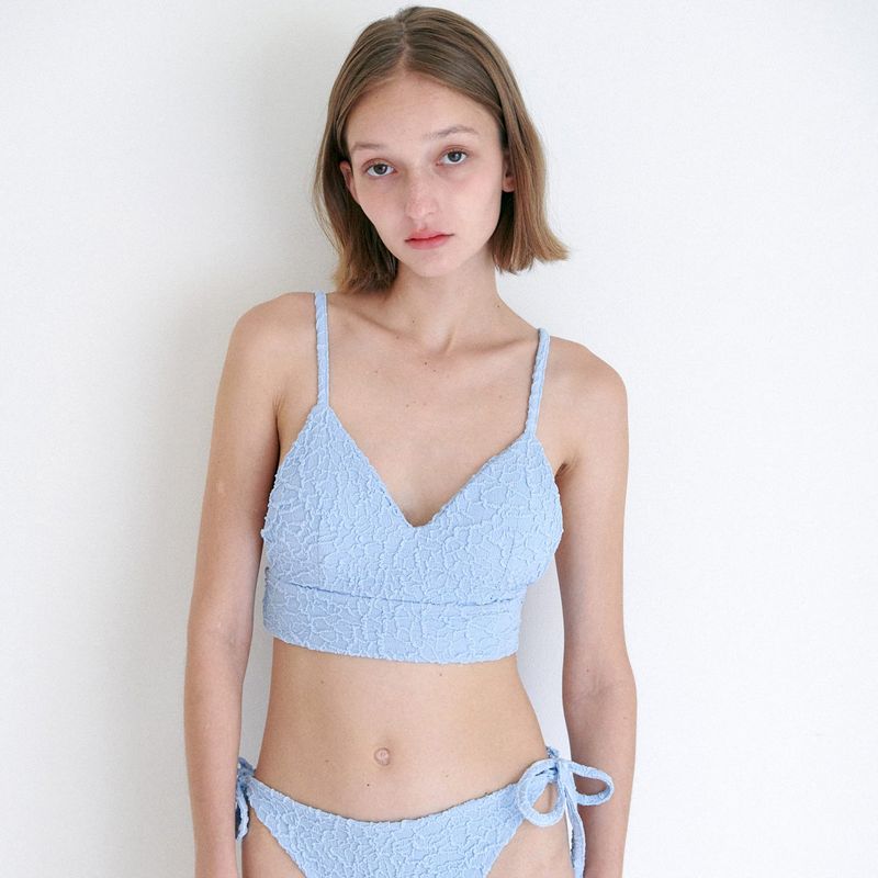 STRING SHIRRING BIKINI SET / SKY BLUE