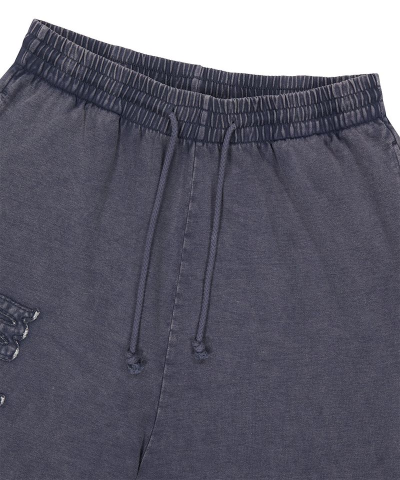 WASHED CUT OFF APPLIQUE SWEAT SHORTS
