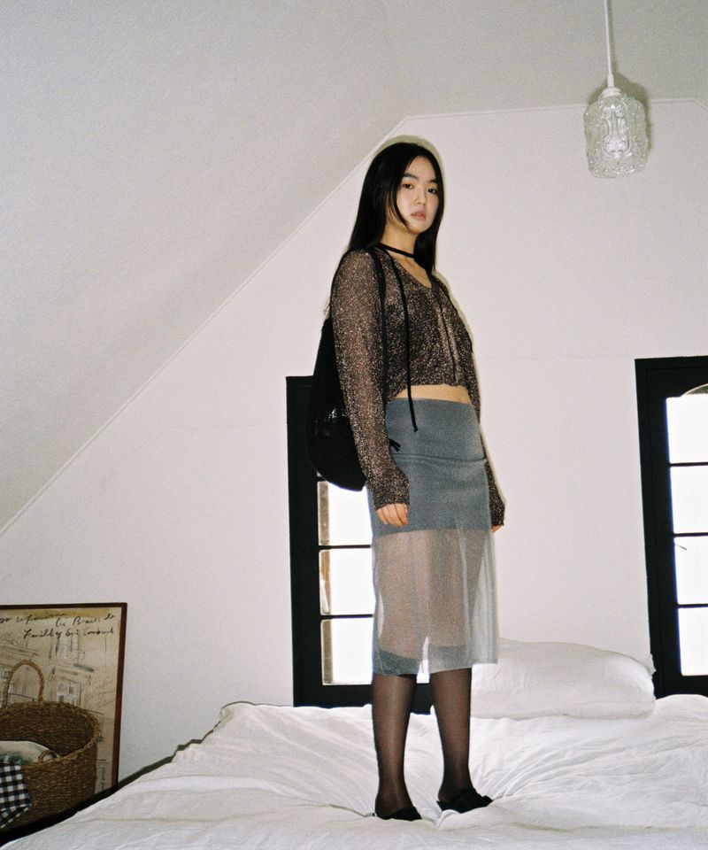  Lace Drawstring Bag - Black