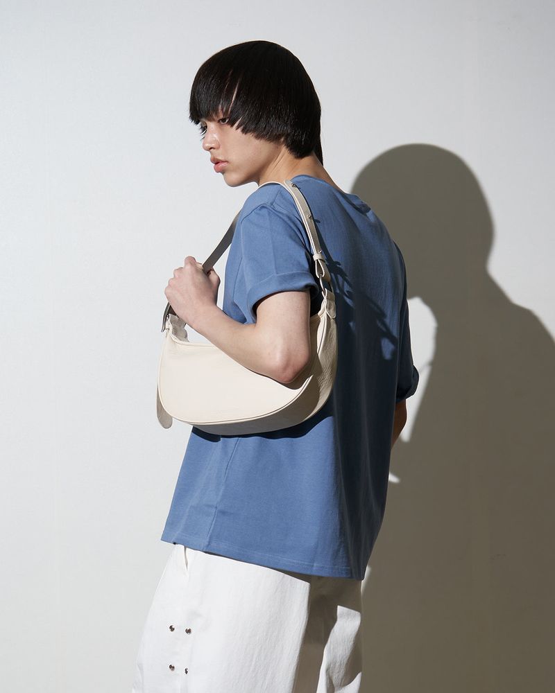 H-Buckle Soft Leather Hobo Bag (ivory)
