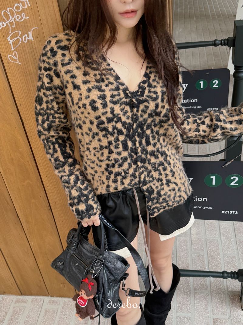 Mohair Leopard Loose Fit Cardigan