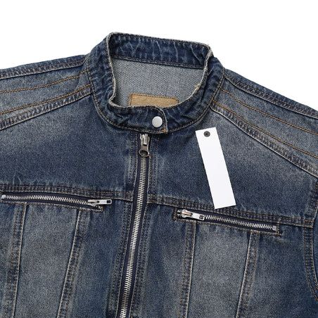 Ocean Washing Stitch Biker Denim Jacket