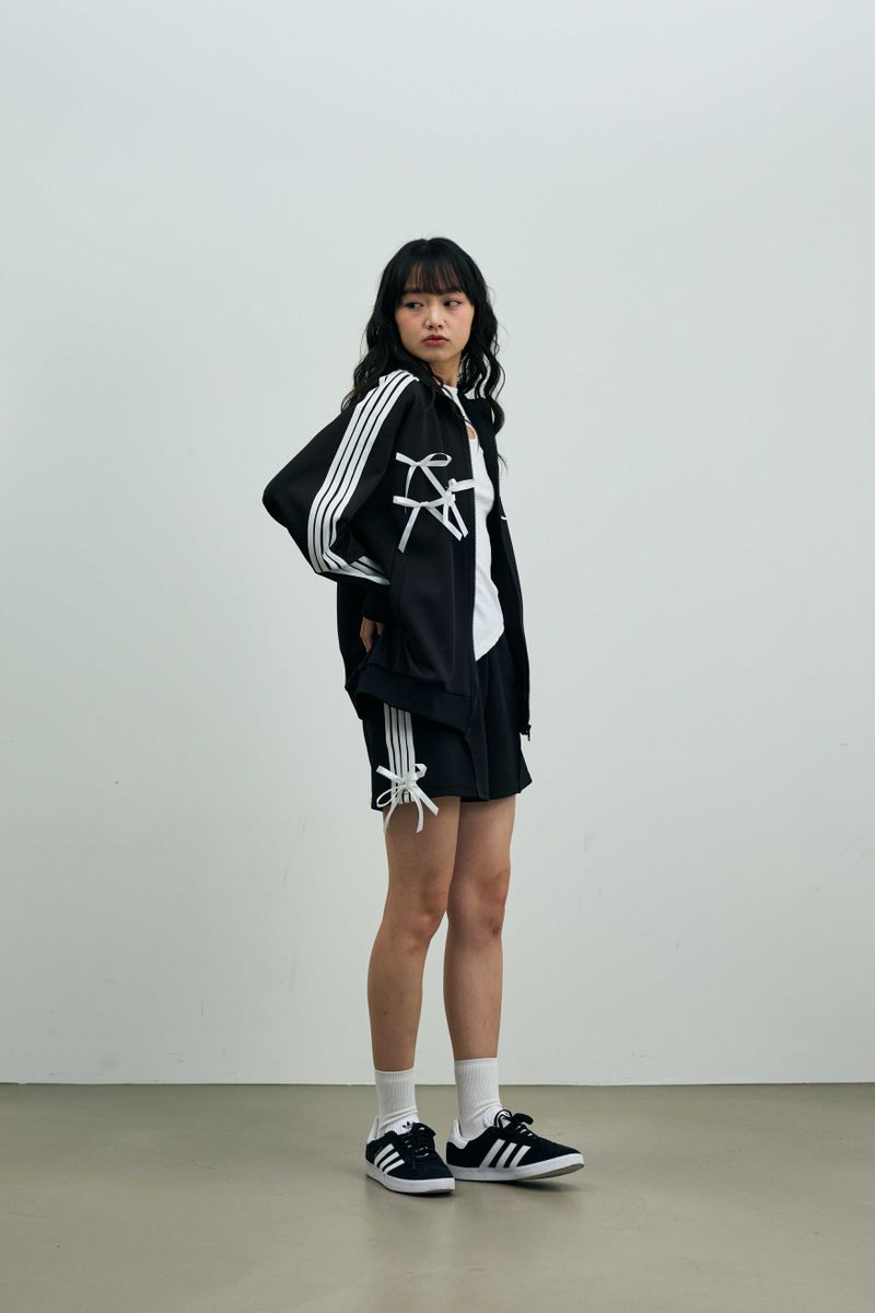 A RIBBON TRACK TOP / BLACK