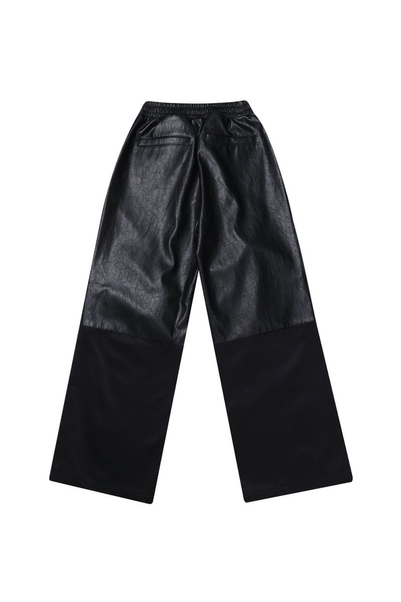FAUX LEATHER WIDE PANTS_BLACK