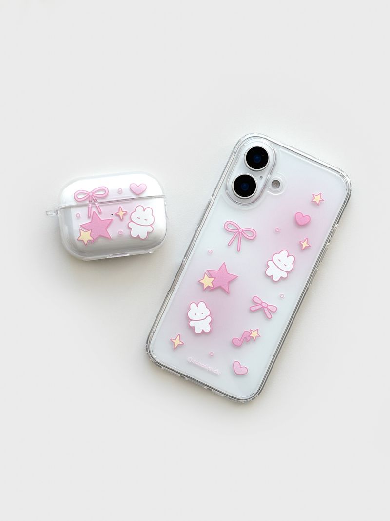 [Gel-hard] Star cat Phone case (Pink) (only case)