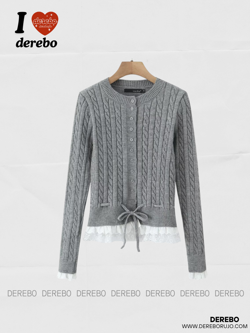 Under frill lace knit cardigan