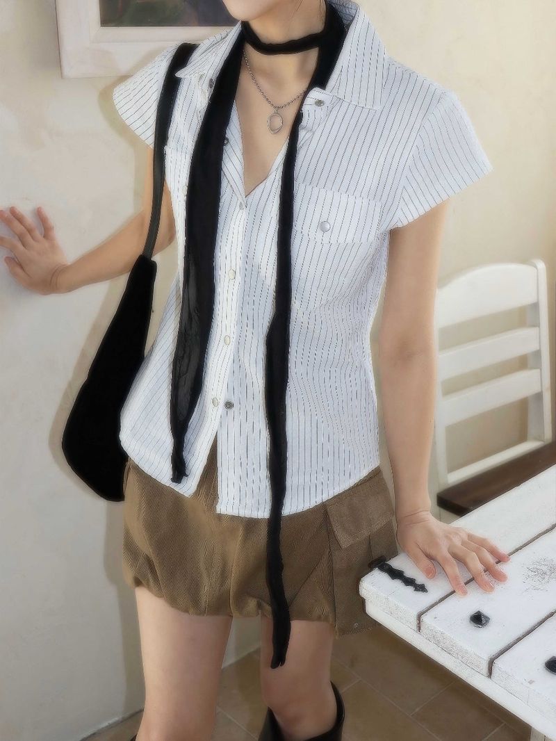 Wave See-through Wrinkle Long Scarf