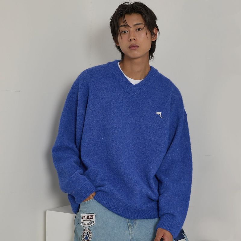 Dolphin Hairy V Neck Knit