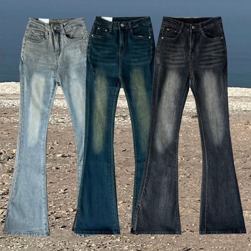 LONG & SLIM FIT Slit detail bootcut high waist hip deep pad long denim pants (3 colors)