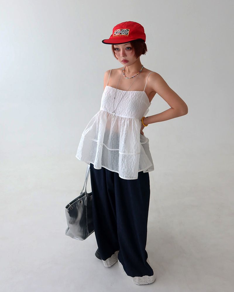 double ribbon jacquard bustier long blouse