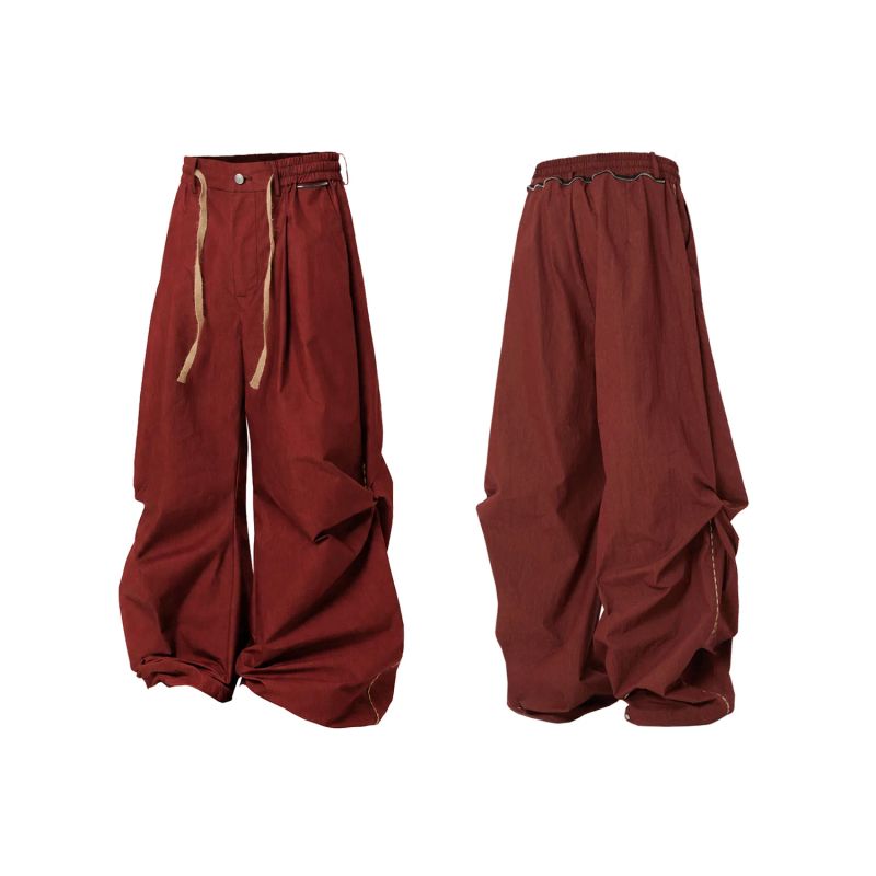 RELABEL(DIGGER Ridge) cotton woven nylon mountain fold hemp rope drawstring leg-binding silhouette paratrooper pants