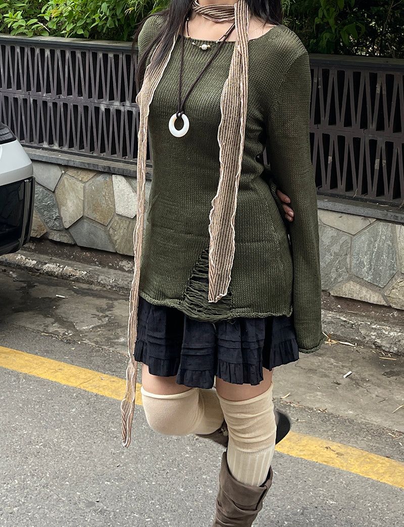 Summer Vintage Damage Long Knit