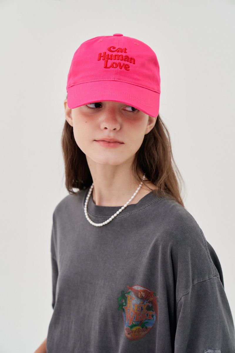 CAT HUMAN LOVE BALL CAP_HOT PINK