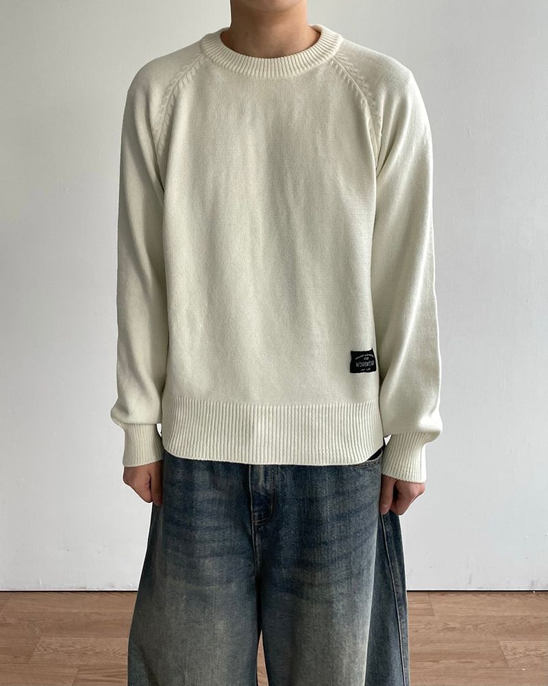 Number Patch Round Knit