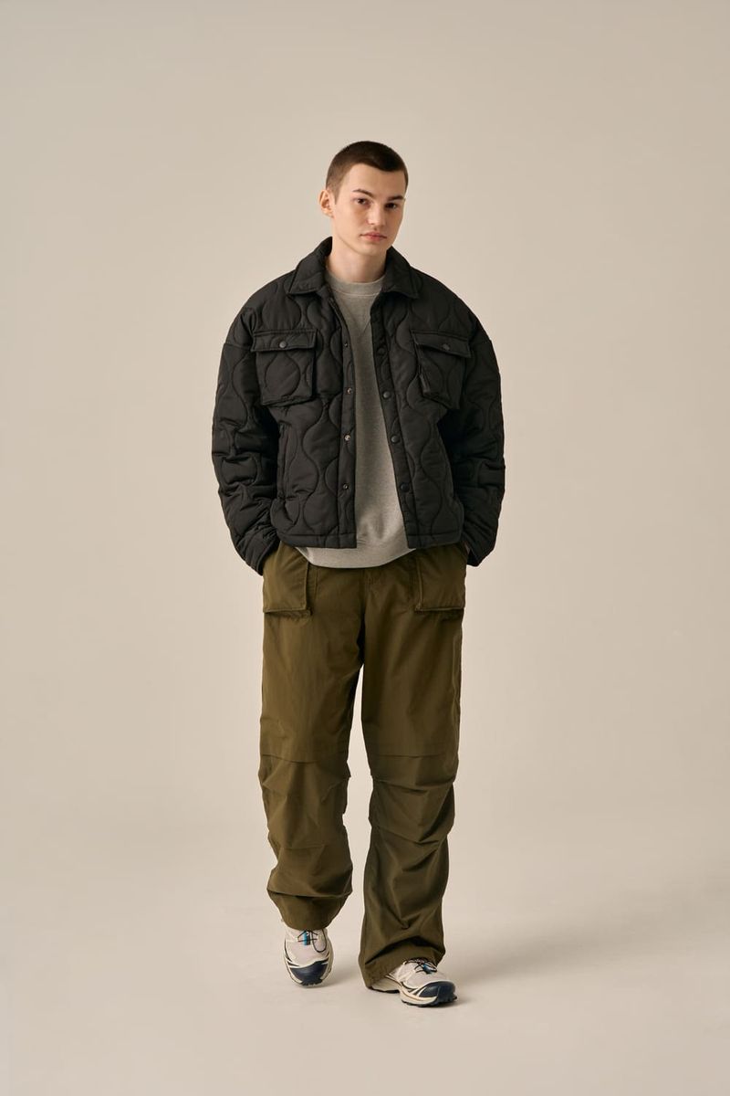 QUILTING SHIRT JACKET - BLACK