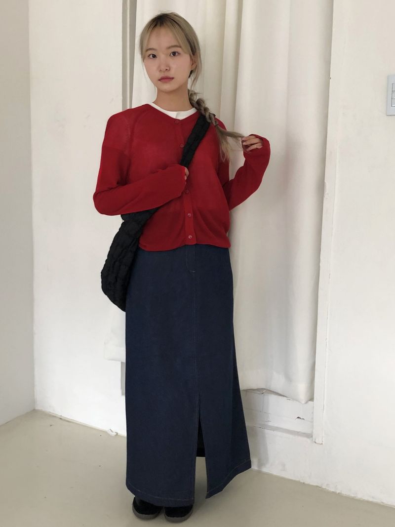 Picnic denim long skirt 