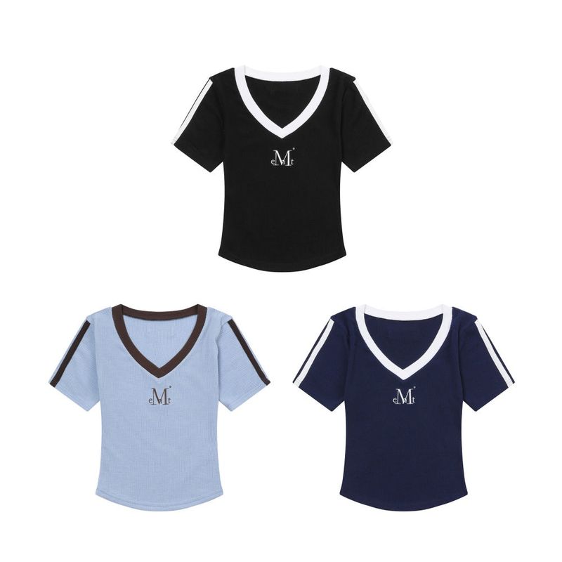 BINDING TRACK LINE HALF SLEEVE T (3COLOR)