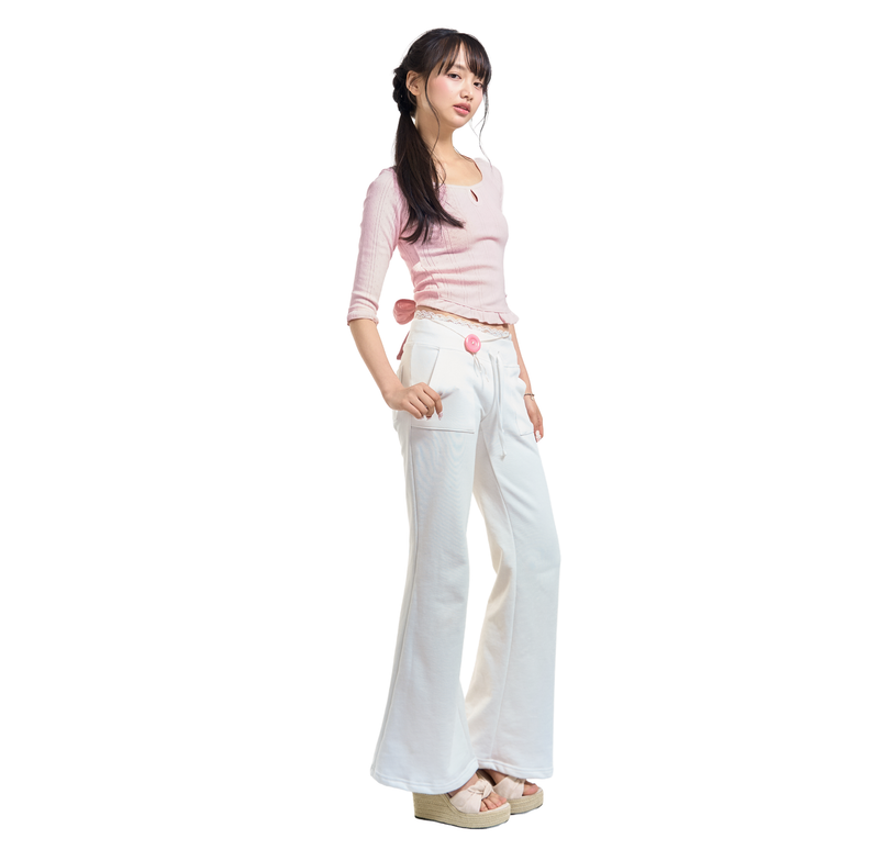 LACE BANDING SWEATPANTS [IVORY]
