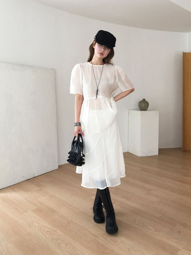 Sheer back ribbon blouse
