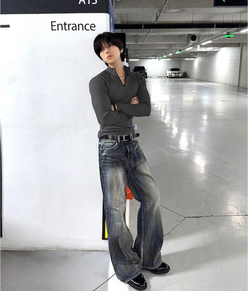 Greenwashed maxi flared jeans