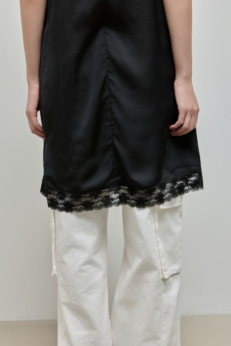 Silky Lace Bustier Dress_Black