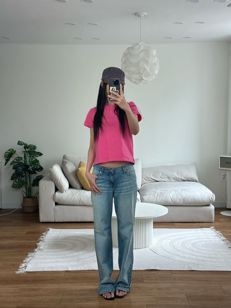 washed low denim