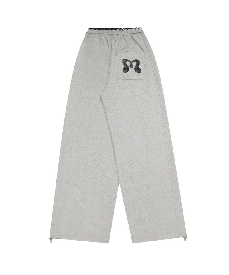 CHECK CONTRAST SWEAT PT GREY