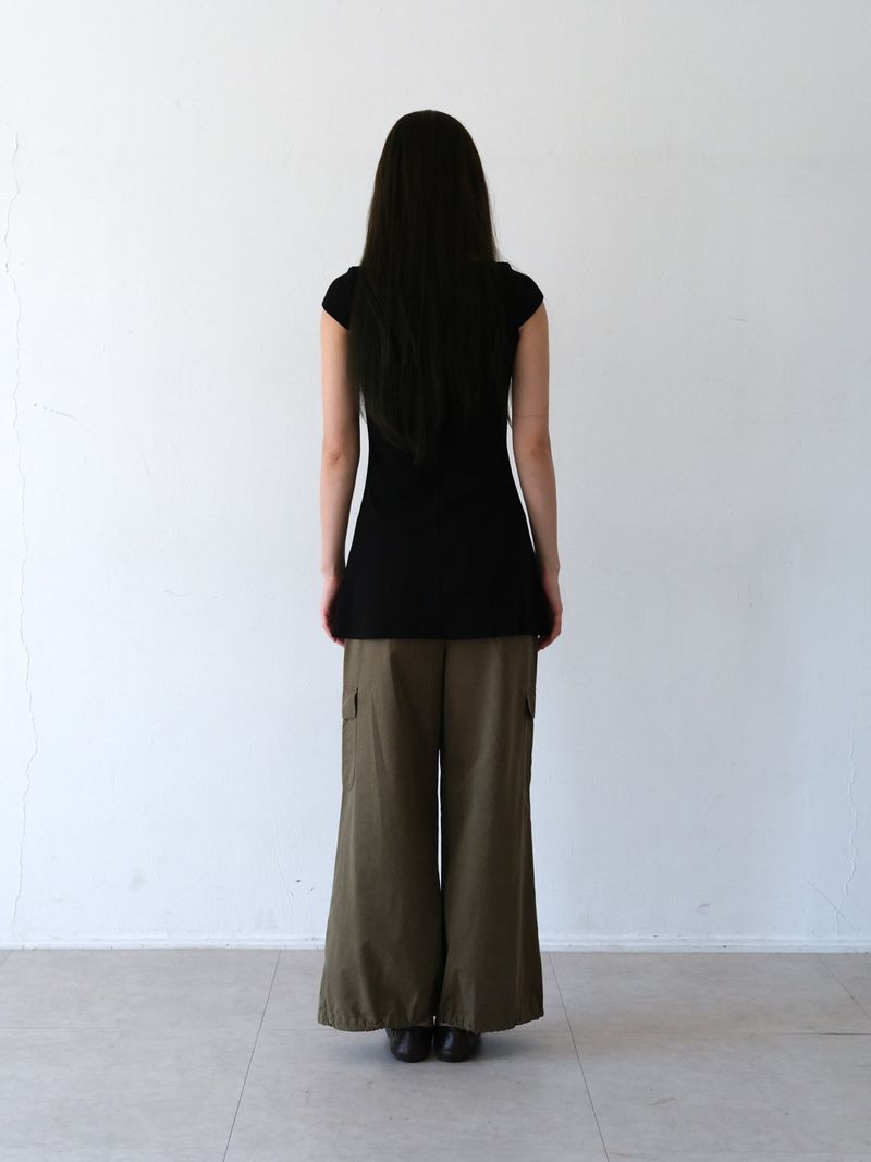 Rib Shirring Long Top (Black)