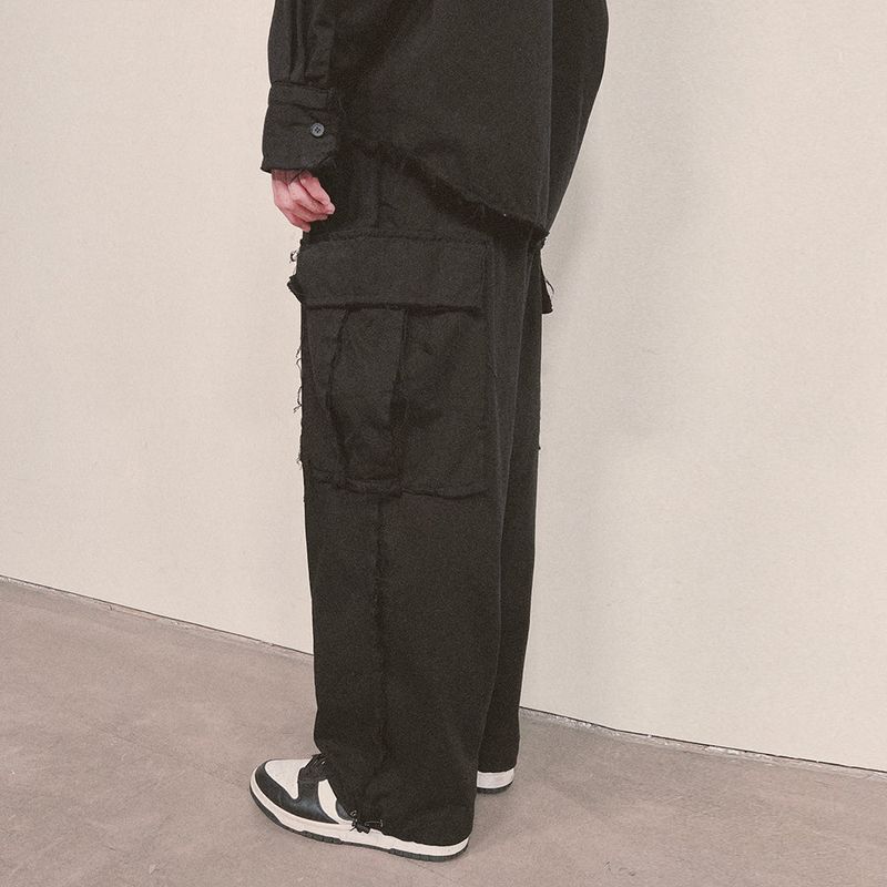 grunge wide cargo pants_black