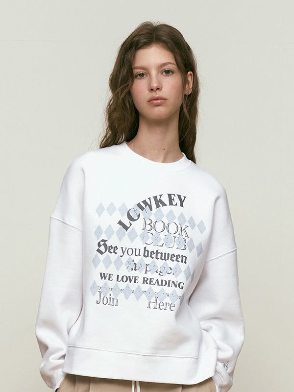KIRSH（キルシー）の「LOWKEY BOOK CLUB ARGYLE PATTERN SWEATSHIRT [WHITE]（Tops）」