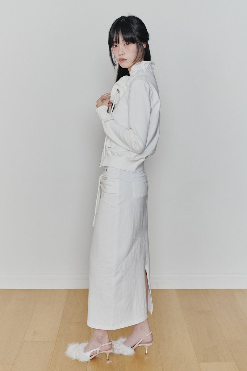 TIED LONG SKIRT white