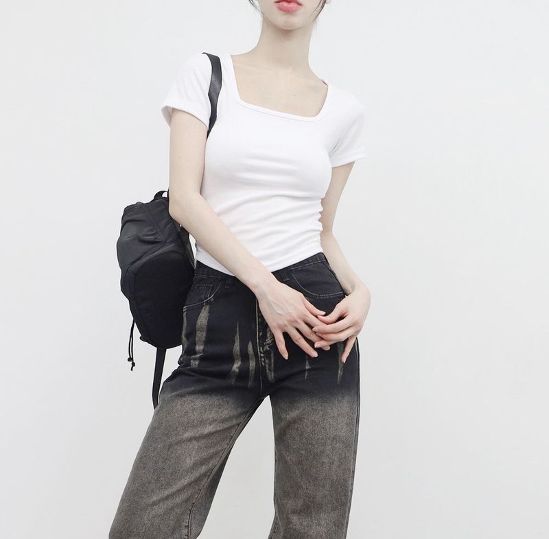 NONCODE（ノンコード）の「Flor Square Shirring T-shirt（Tops）」
