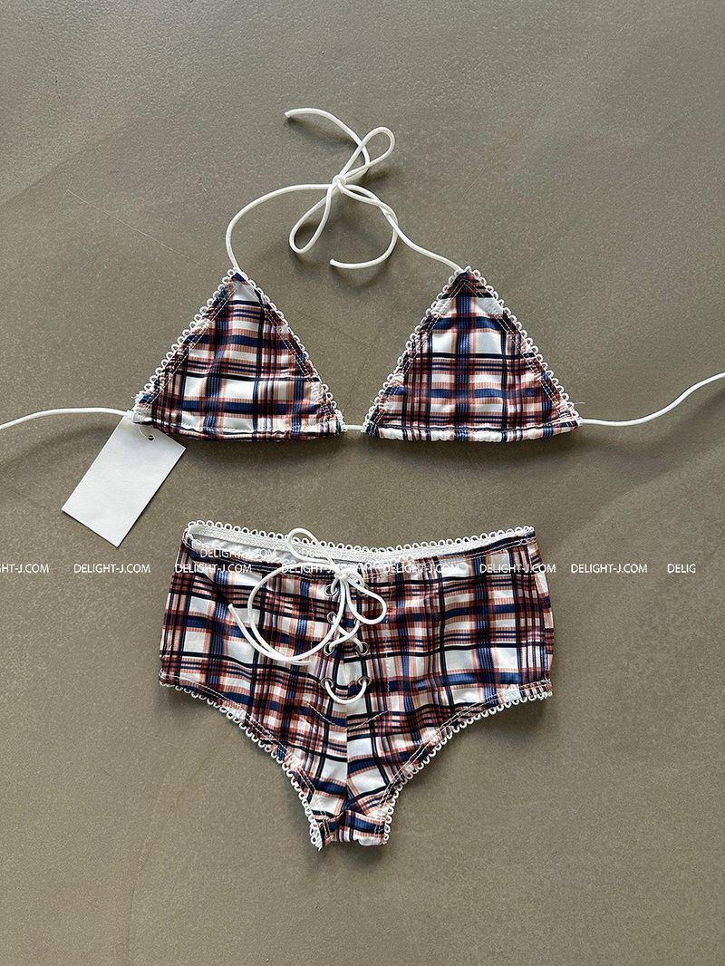 checkered corset bikini