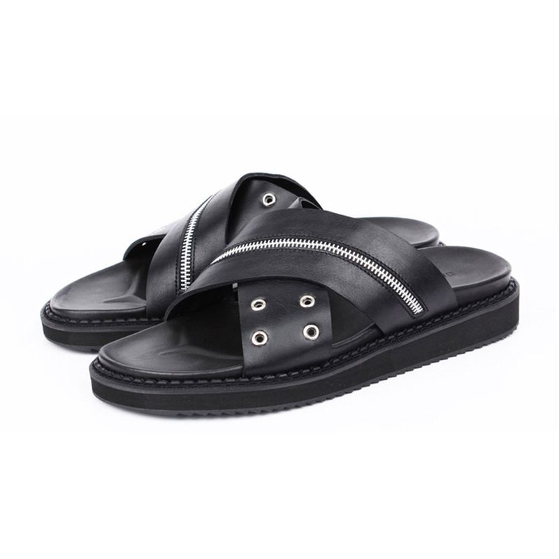 DAVID STONE(デイビッドストーン)の「DAVID STONE ZIPPER X RING LEATHER CROSS SANDALS(Shoes)」