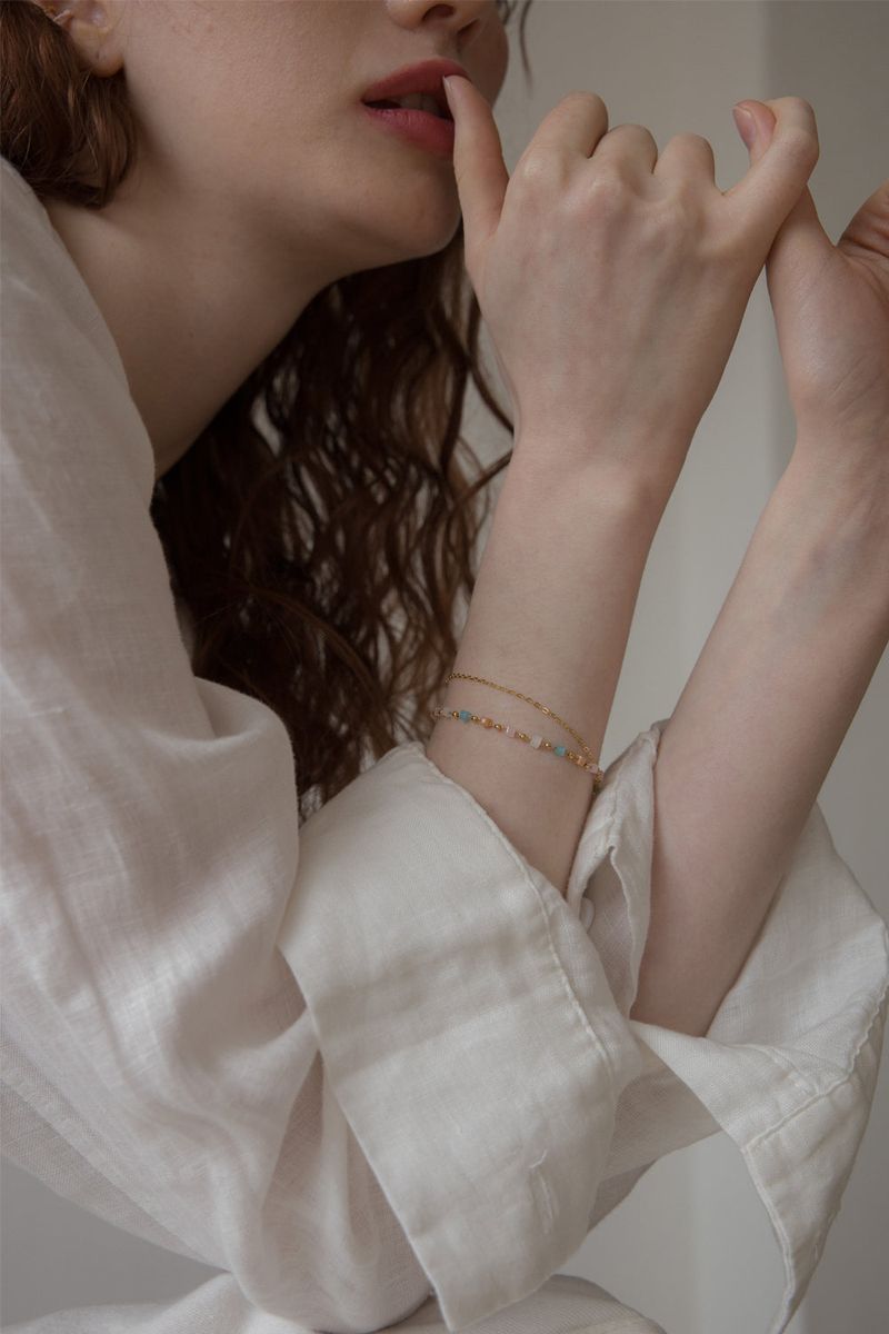 [2way] Pastel candy chain 925 silver bracelet